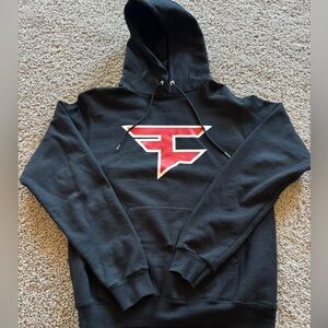 Faze Clan mens Champion Black Hoodie with Red Logo